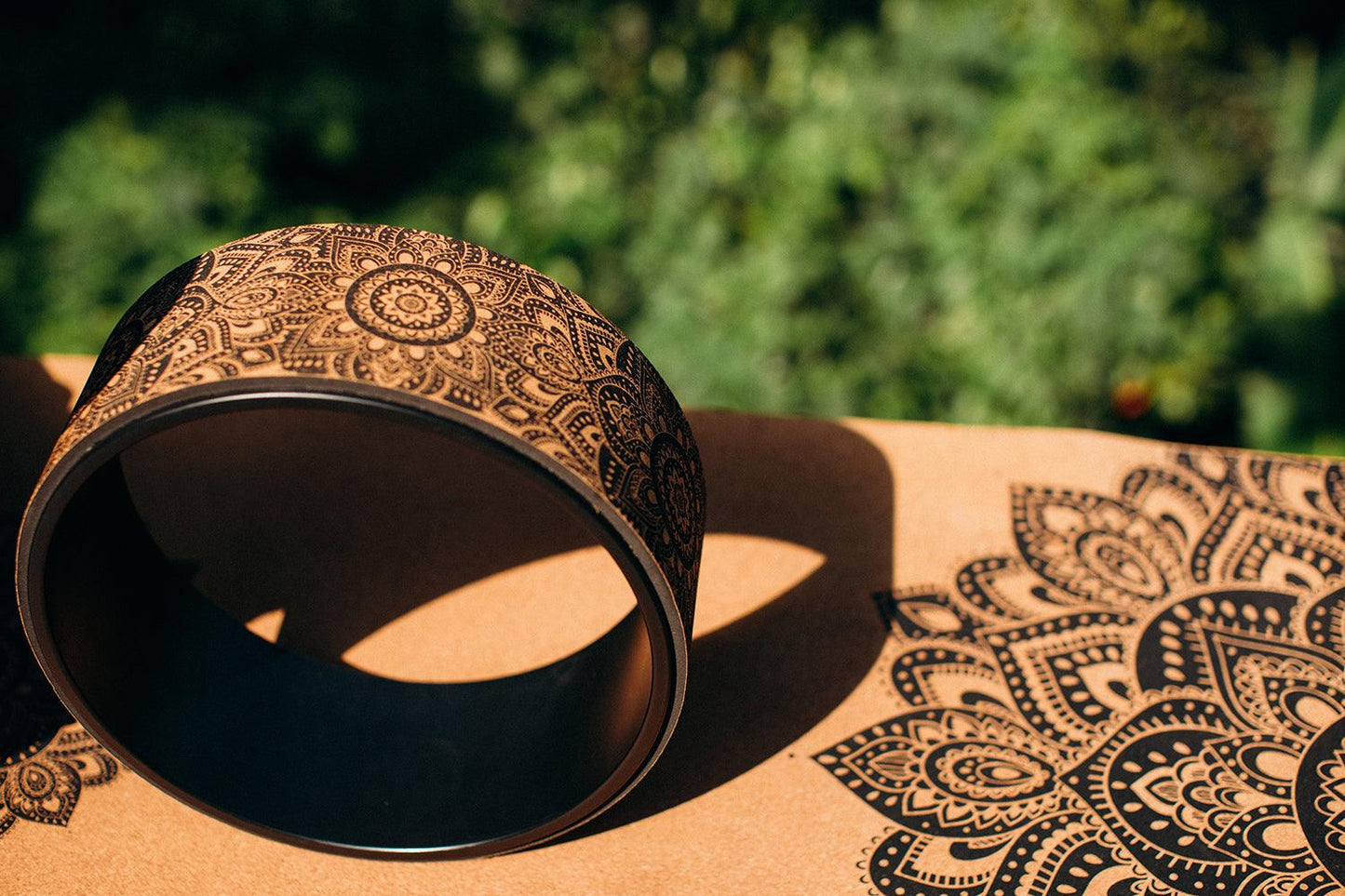 Cork Yoga Wheel - Mandala Black