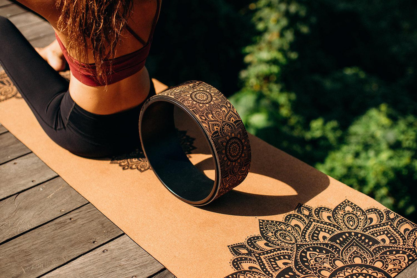 Cork Yoga Wheel - Mandala Black